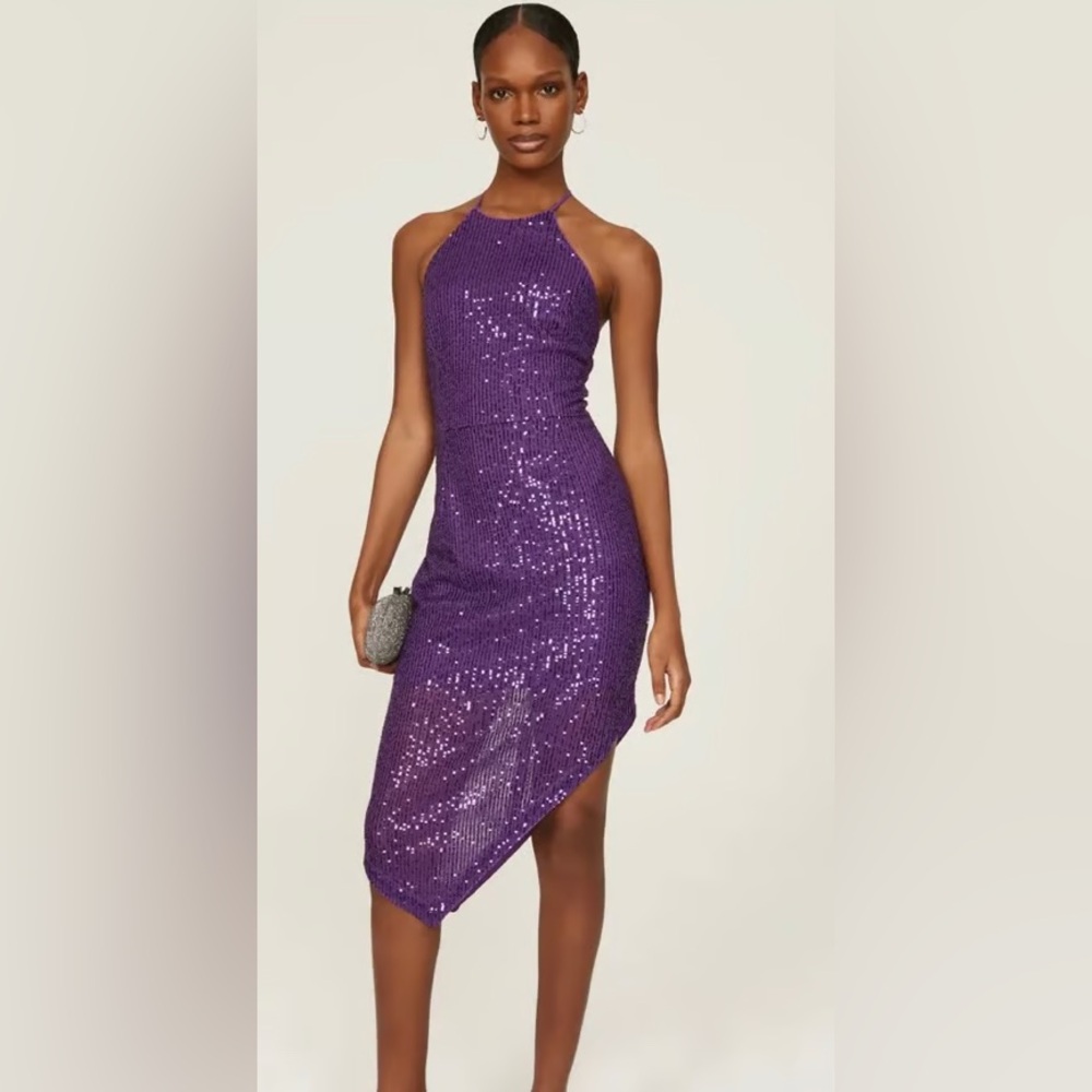 Purple Sequin Asymmetrical Dress by TOCCIN